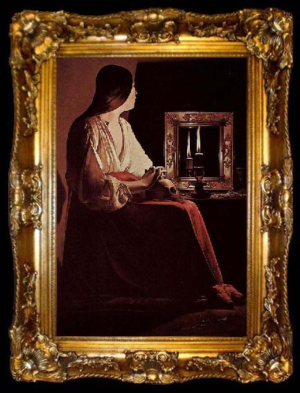 framed  Georges de La Tour Bubende Maria Magdalena, ta009-2